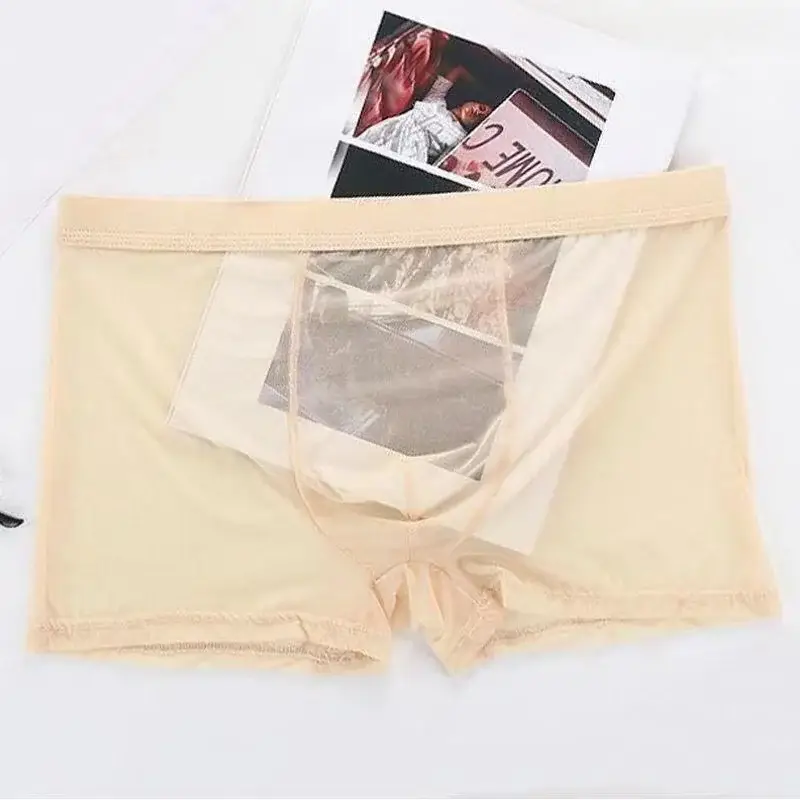 Unterwäsche Transparente Boxer Ausbuchtung Eis Seide Durchsichtige Unterhose Sexy Slips Niedrige Taille Höschen Dessous Dessous — image 7