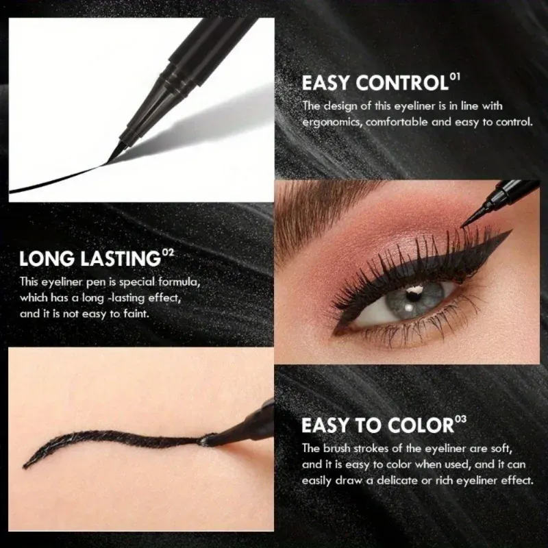 3Pcs Smooth Eyeliner ปากกา-Smudge-Proof Eye ปากกา Quick-DRY สำหรับทุกโอกาสสีดำและสีน้ำตาลเข้มแต่งหน้า — image 3