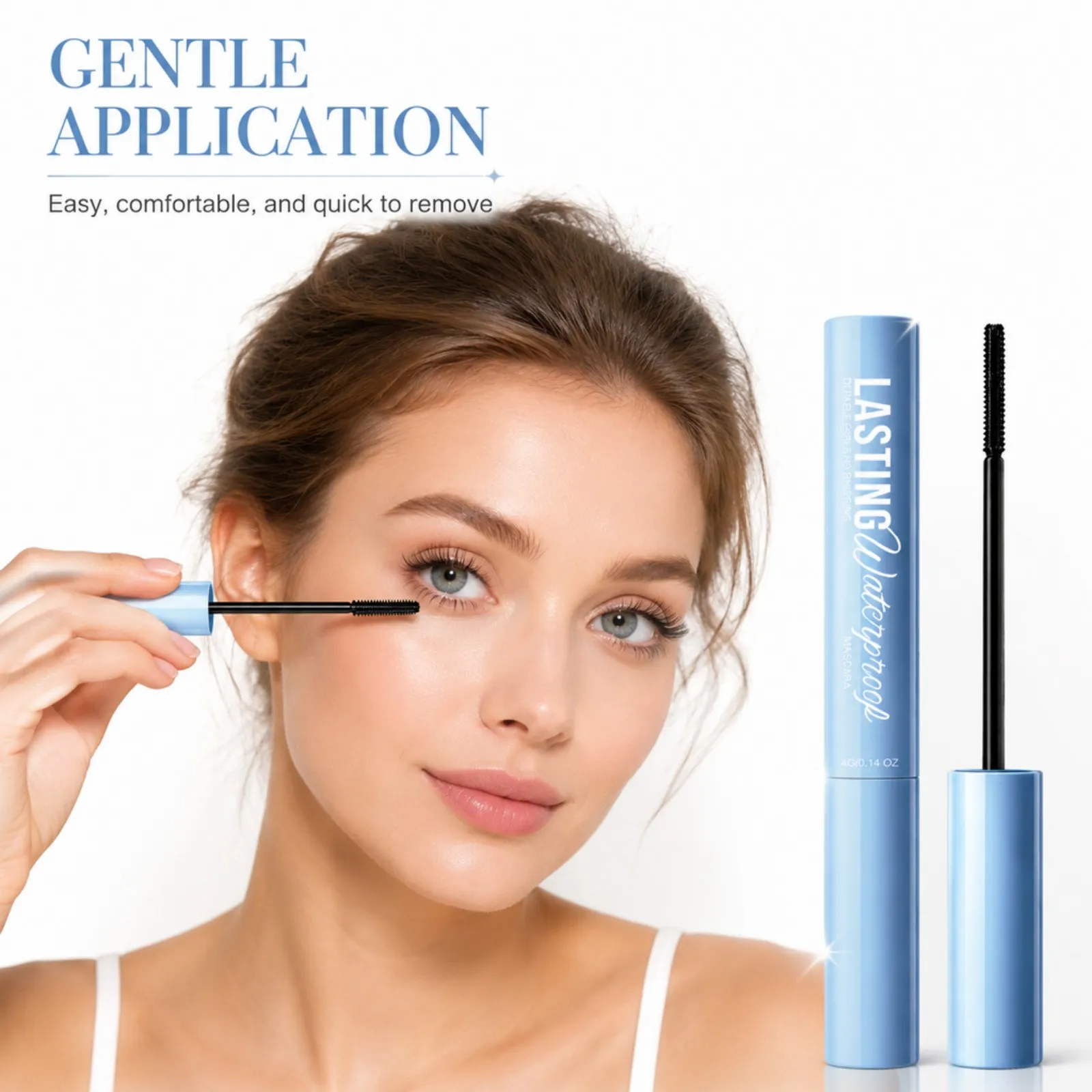 Rímel ondulado de longa duração, à prova d'água, à prova de manchas, volumizador, maquiagem para os olhos, fórmula nutritiva, rímel de fibra de seda preta 4g — image 3