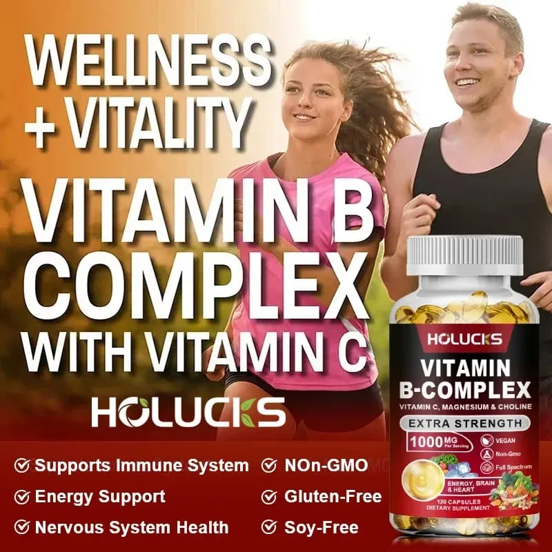 Integratore del complesso di vitamina B - (B1 B2 B3 B5 B6 B7 B8 B9 B12 acido folico e biotina) con vitamina C inositolo - Energy Healthy — image 6