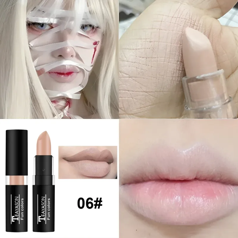 Clay Nude Lip Primer คอนซีลเลอร์ Cover Dark LIPS Stick ยาวนาน Gothic Matte สีดำฮาโลวีนสีขาวคอสเพลย์แต่งหน้า Lip BASE