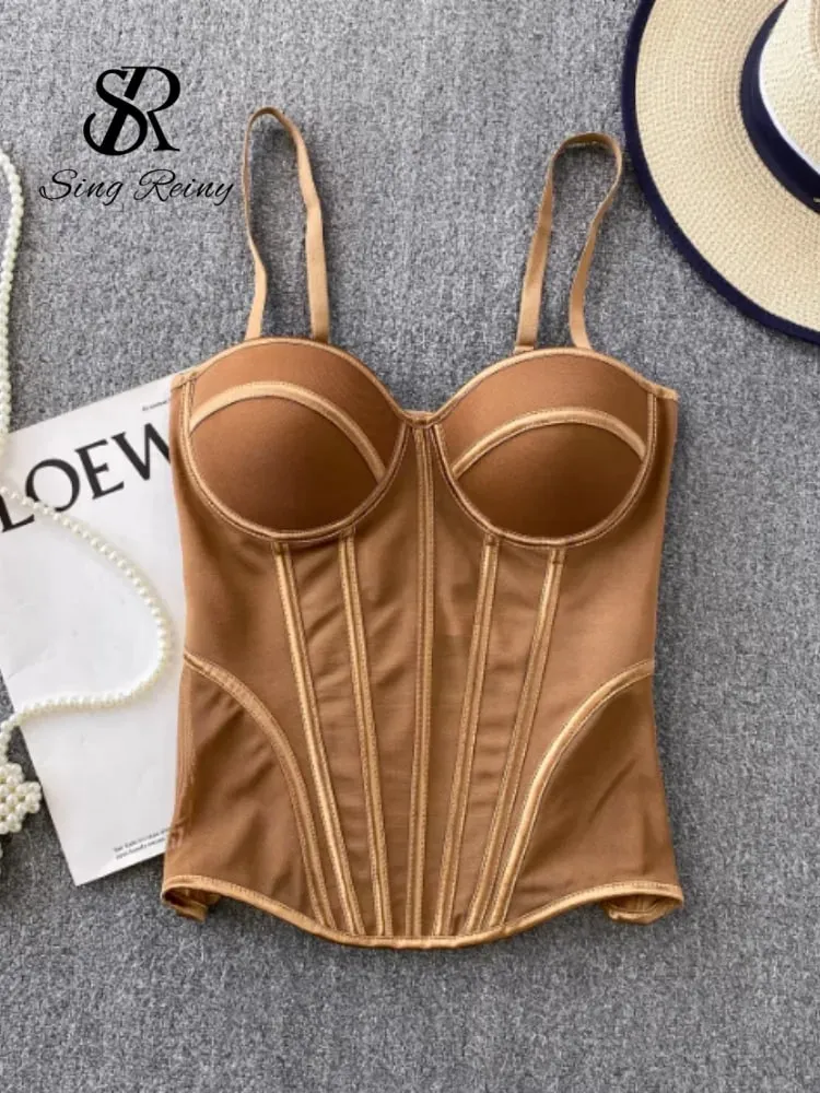 Corset de luxe en maille pour femmes, Camisole à bretelles, Lingerie solide, haut d'été de haute qualité, contrôle du ventre, débardeur de fête transparent, 2026 — image 5