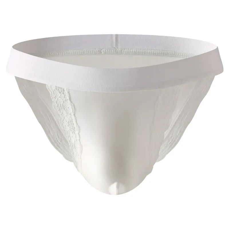 Mutandine da uomo comode in raso, slip in pizzo, bikini sexy a forcella alta, biancheria intima, custodia a vita bassa traspirante — image 8