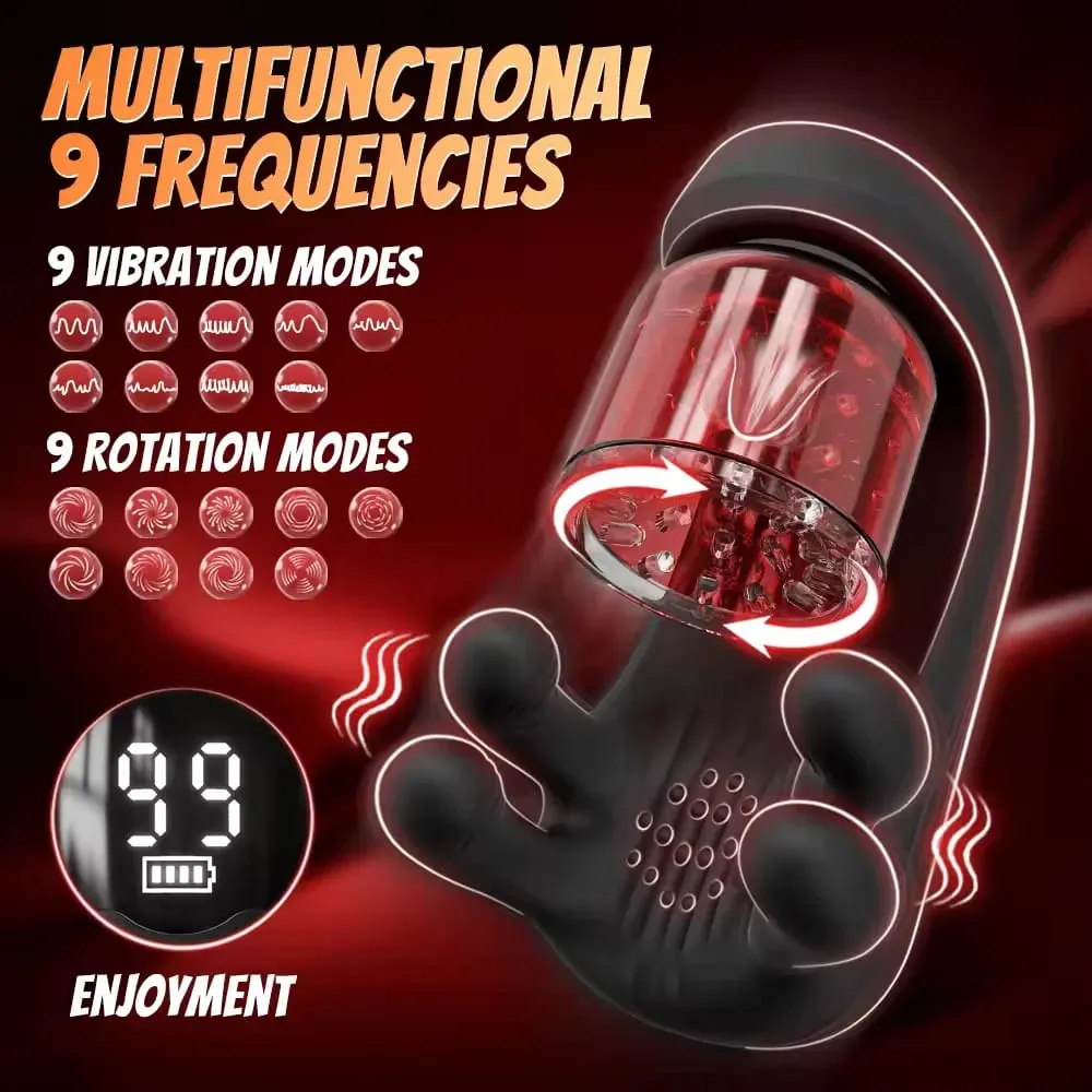 ชายไฟฟ้าPenis Stimulator Massagerเทรนเนอร์ 9 โหมดการสั่นสะเทือนการหมุนUSBสำเร็จความใคร่คัพอุปกรณ์สำหรับผู้ใหญ่เพศของเล่นสำหรับผู้ชาย — image 2