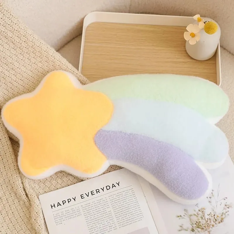 Doce cor arco-íris nuvem estrela lua travesseiro de pelúcia recheado macio flor brinquedo lance travesseiro almofada casa sofá decoração presente para amigo — image 22