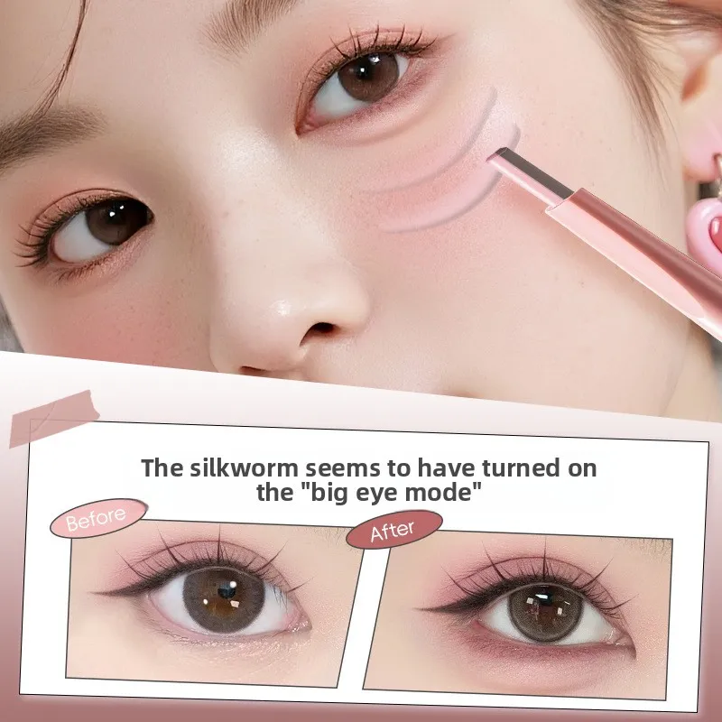 Pensil Bayangan Sorotan Matte Bawah Mata Dua Warna Krim Pencerah Coklat Krem Telanjang Pena Sal Eyeliner Ulat Sutra Berbohong — image 2