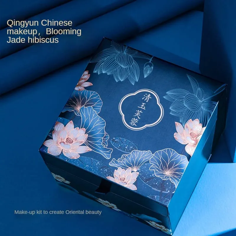 Coffret de maquillage en Jade Hibiscus de Style chinois, dix pièces, cadeau d'anniversaire, rouge à lèvres sculpté, ensemble de maquillage pour cosmétiques, 10 pièces/ensemble — image 4