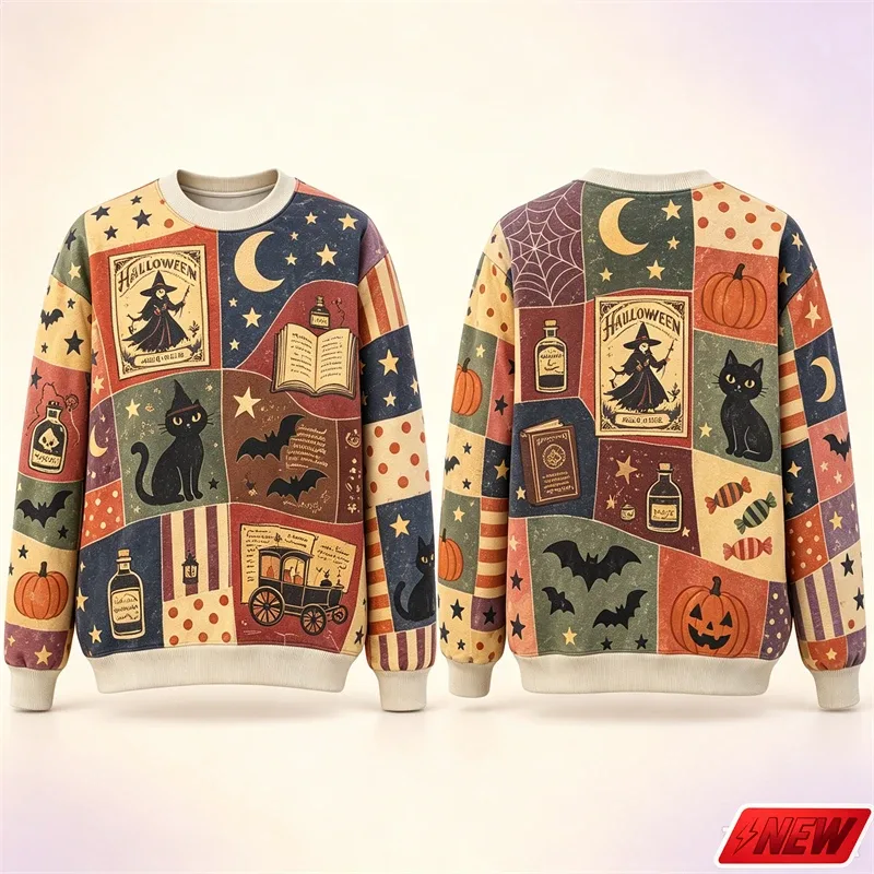Sweat-shirt à manches longues pour hommes, motif d'épissure d'halloween, impression 3D, chat citrouille, sweat à capuche, séchage rapide, Costume de vacances, haut unisexe — image 7