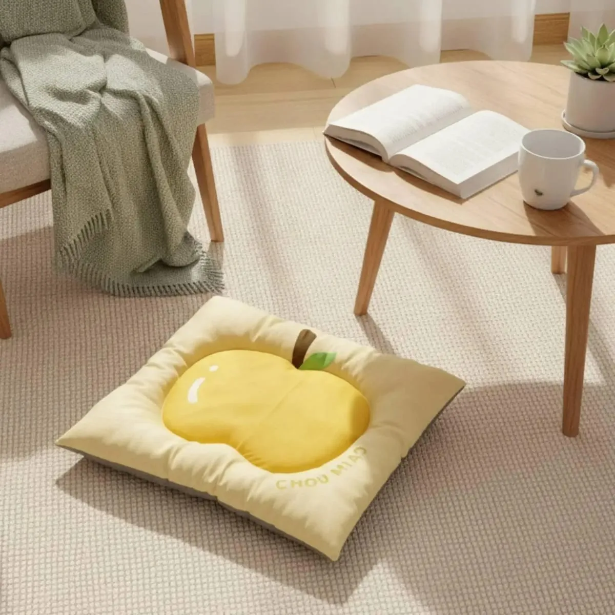 Pet Cushion Pad with Padded Border Charming Fruit Print Pet Bed Cushioned for — image 3