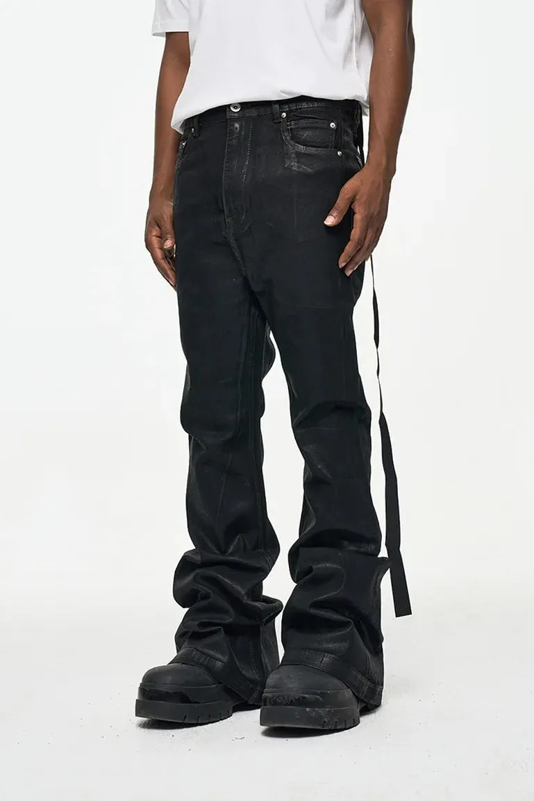 Jeans Panjang Lantai Berkobar Mikro Dilapisi High Street 2026 untuk Pria Celana Wax Mikro-elastis Longgar Pakaian Jalanan Retro — image 9