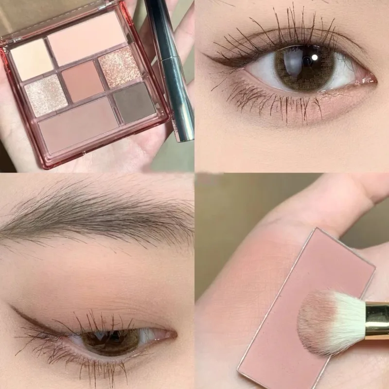 Nouvelle Palette d'ombres à paupières 7 couleurs, faible Saturation, maquillage coréen complet, gris, Rose, longue durée, couleur terre nue, Pigment pour les yeux — image 2