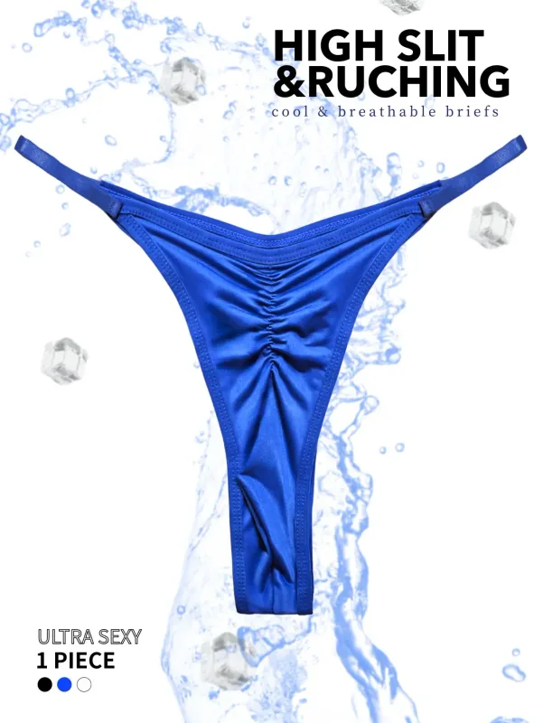 String froncé à fente haute pour hommes, sous-vêtements doux et décontractés, lisses, semi-transparents, Ultra sexy, respirants, antiadhésifs, 1 pièce — image 1
