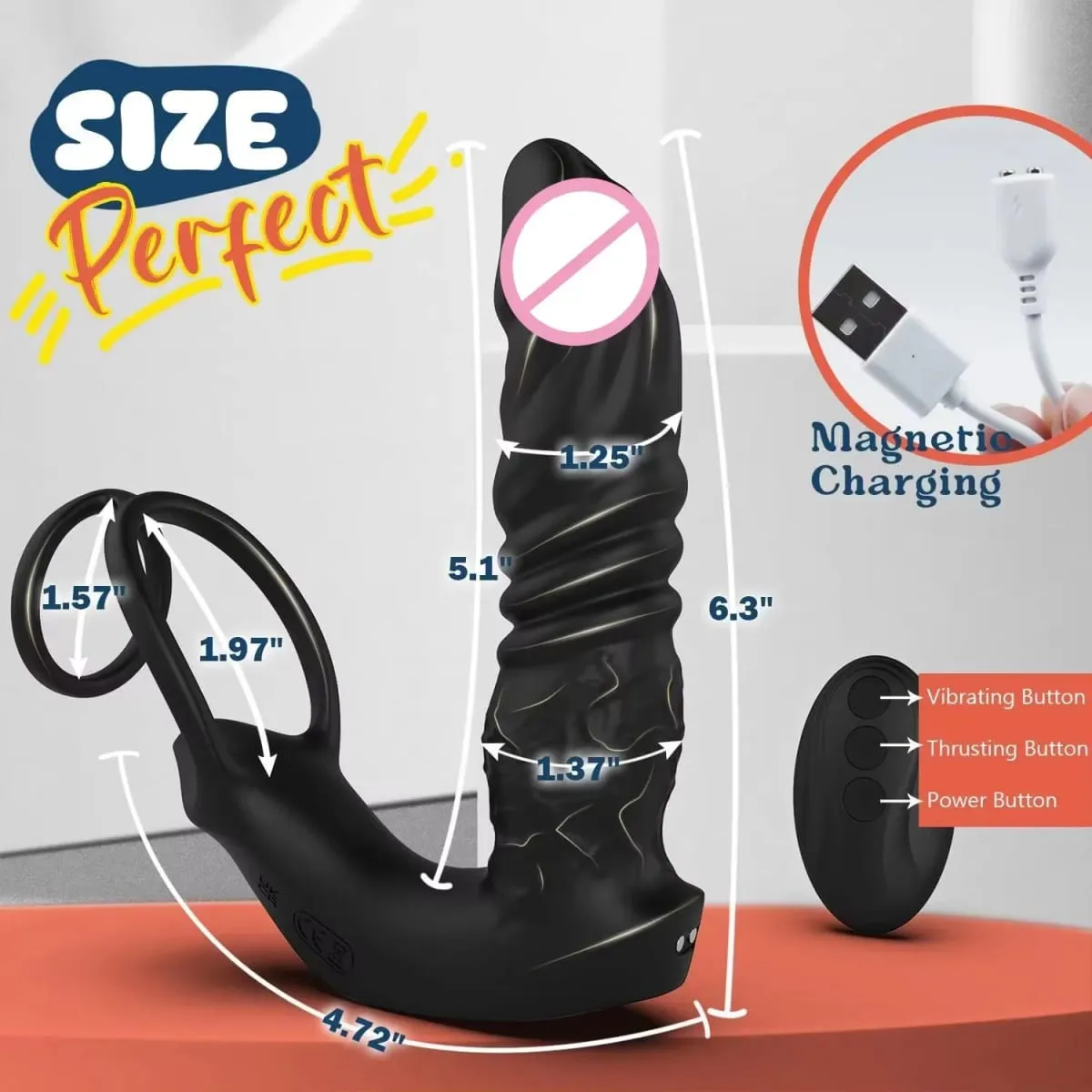 APP Teleskopisk dobbeltringtrykvibrator til mænd prostata massageapparat 5 i 1 vibratorstik Dildo Vibrator Voksen sexlegetøj mænd — image 5