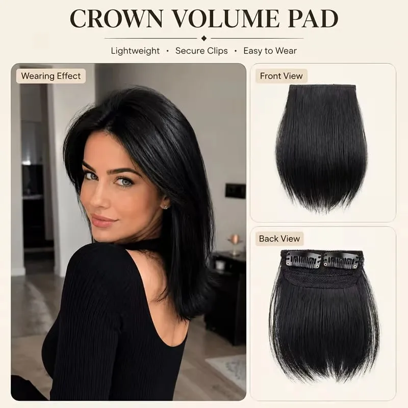 Extension capillaire synthétique courte et lisse de 10cm, 2 pièces, postiche en Fiber de forme de tête changeante pour femmes, usage quotidien — image 8