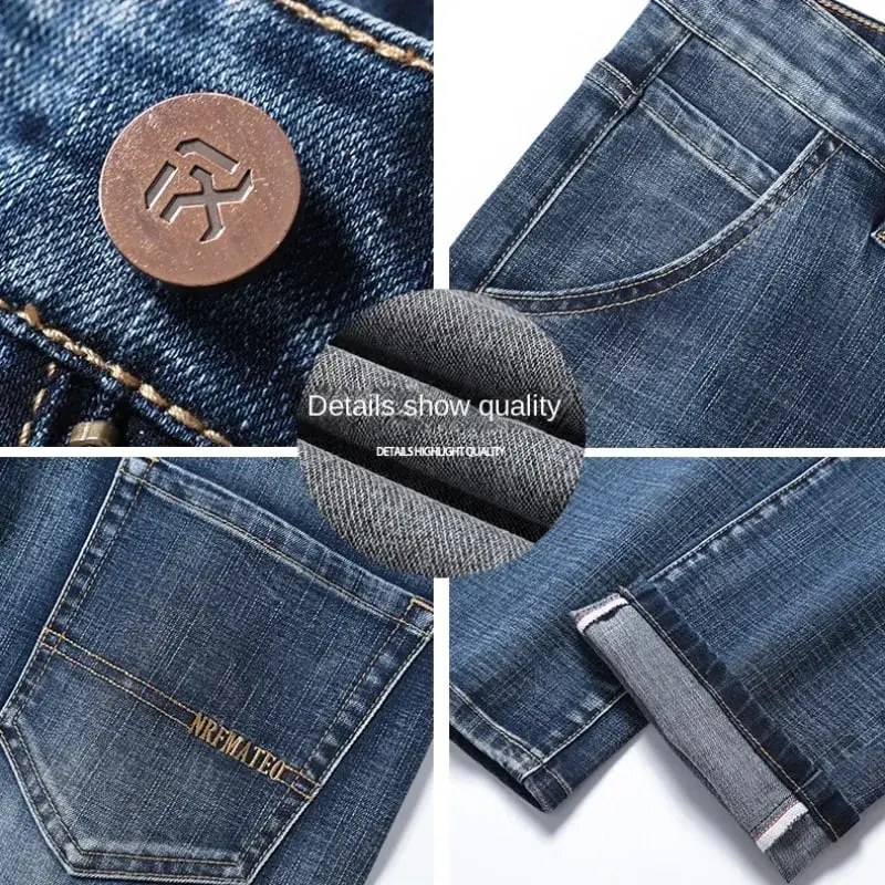 New Spring Summer Plus Size 40 42 44 Men Straight Loose Jeans Business Fashion Denim Stretch Pants Male Brand Trousers — image 4