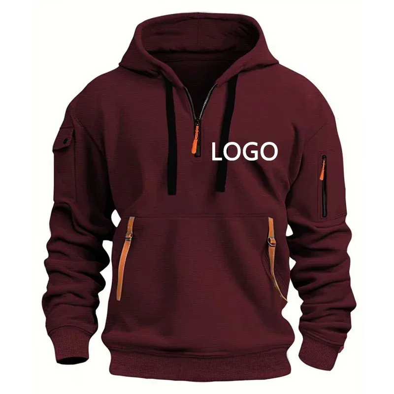 Nuevas sudaderas con capucha personalizadas con hombros descubiertos para hombre, deporte de ocio, sudaderas holgadas con bolsillo en el brazo y cremallera múltiple, chaqueta con capucha a la moda, Jersey — image 8