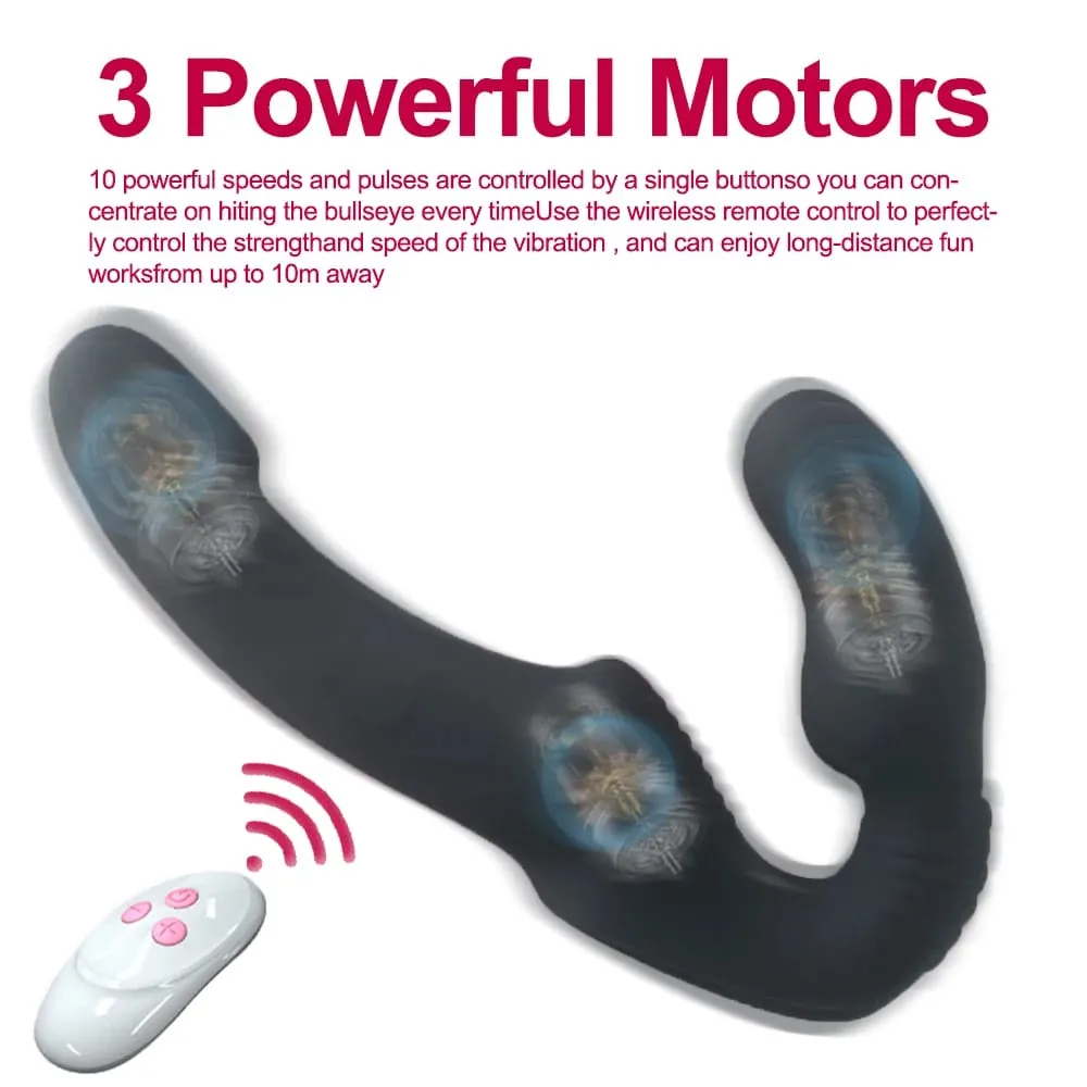10 ความเร็ว Strapless Strapon Dildo Vibrator หญิง Double Vibrating G Spot เพศผู้ใหญ่ของเล่นสำหรับผู้หญิงคู่ Anal Prostate นวด — image 2