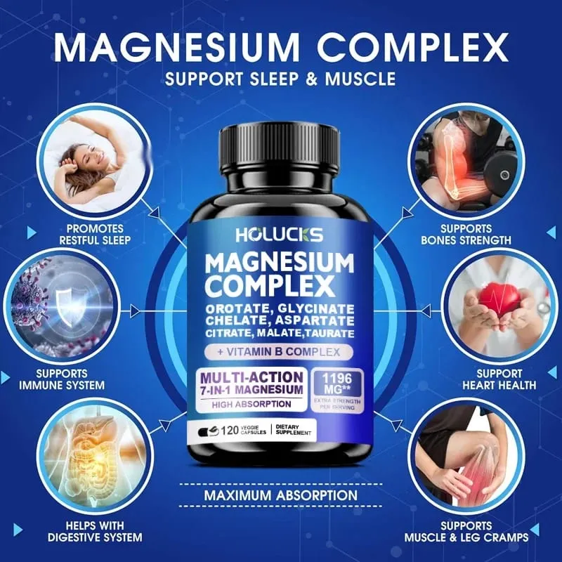 Suppléments complexes de magnésium - Mémoire osseuse et favorise la santé du cerveau Soutien au sommeil Relaxation musculaire Soulagement du stress et de l'anxiété — image 2