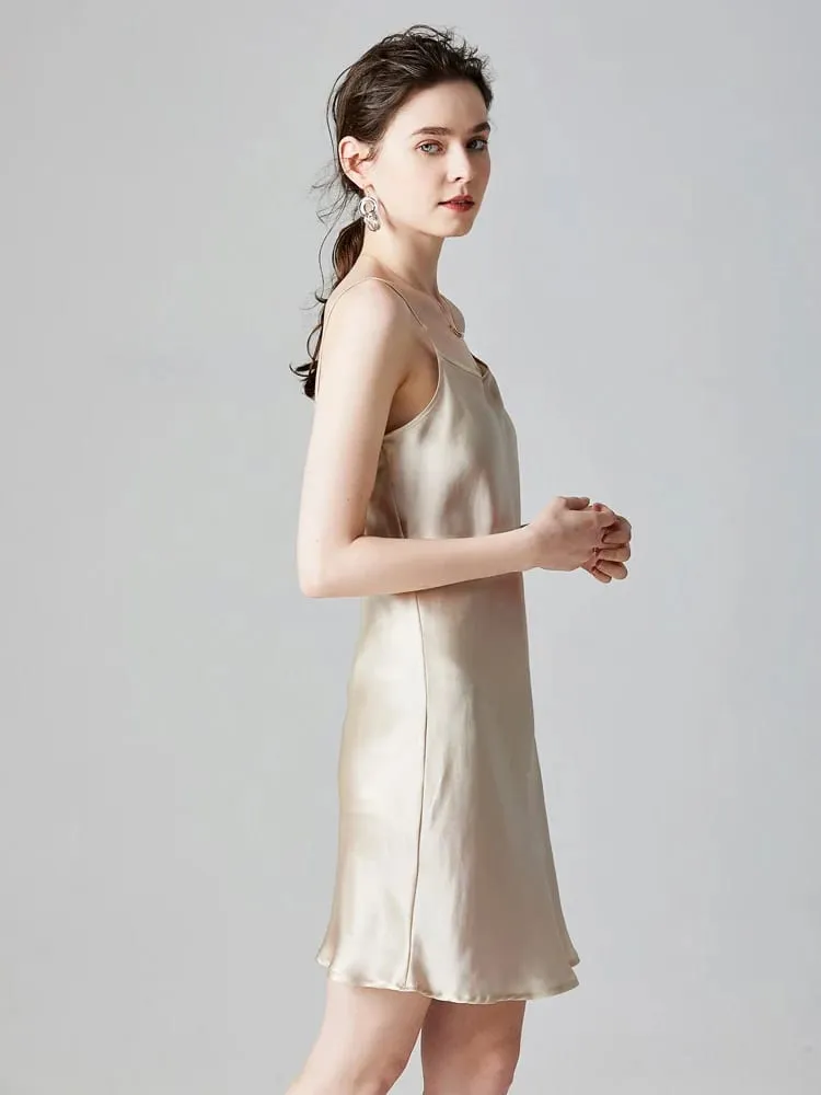 SuyaDream – Mini robe en soie véritable pour femme, 19mm, sans manches, couleur unie, bretelles Spaghetti, vêtements de nuit élégants et chics, 100%, 2025 — image 2