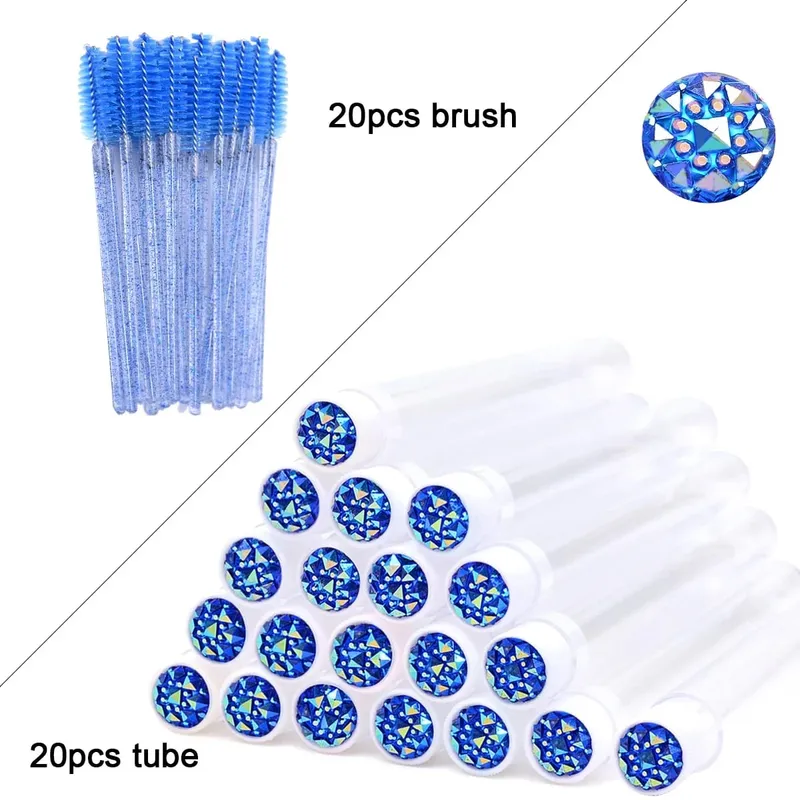Tubes de brosse à cils avec baguettes de Mascara en cristal, peigne à sourcils, bobines, conteneur, applicateurs de brosse à cils, outils de maquillage, 20 pièces — image 17