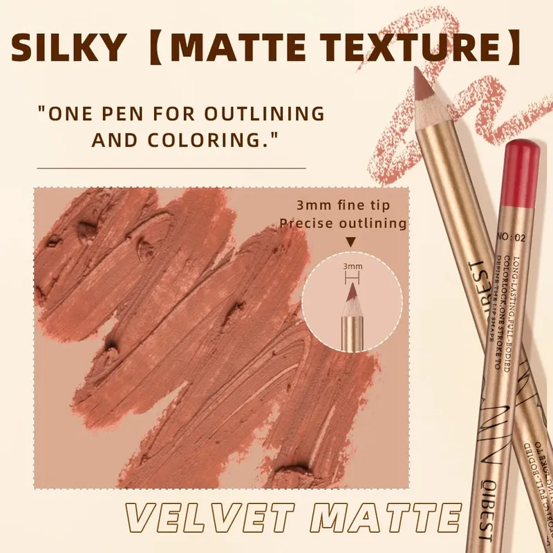 12 PCS Lipliner ชุด Waterproof Matte Lip Pencil ลิปสติก Lip Liner ปากกา Smooth Nude ลิปสติกปากกาสำหรับเครื่องสำอาง — image 4
