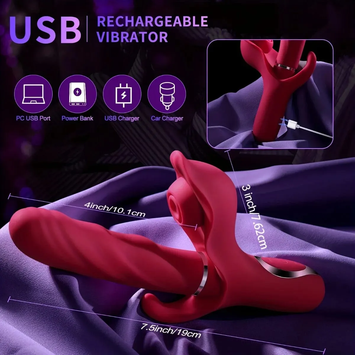 3 in 1 Stoßdildo-Vibrator G-Punkt-Kaninchen-Vibrator für Frauen Vagina Klitoris-Stimulator Sexspielzeug Erwachsene Produkte für Frauen — image 6