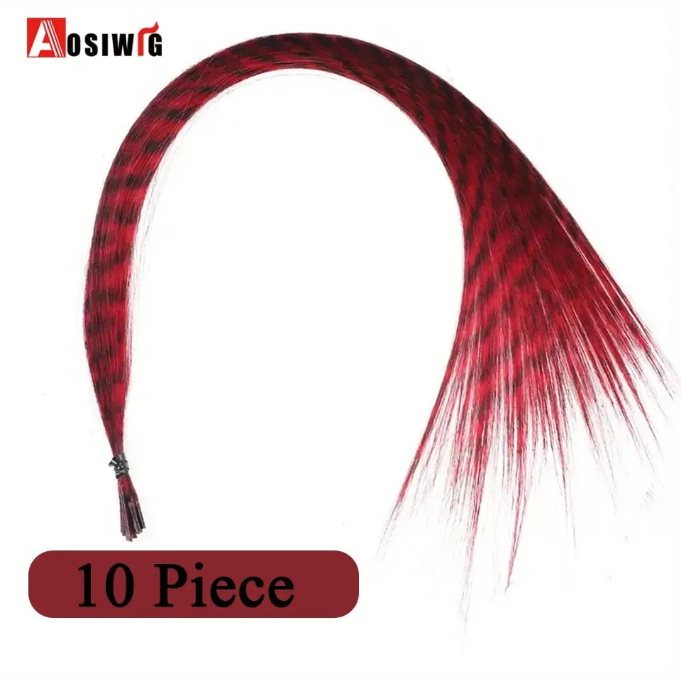 Feather Hair Extensions Colored Synthetic Clip In Hair Feather Colorful False Hair Extension Mixed Color Straight Hair For Women