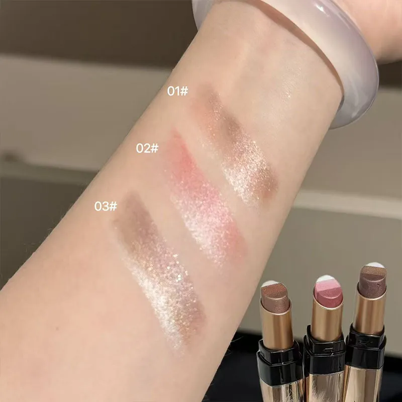 3 สีอายแชโดว์ Shimmer Glitter Cream อายแชโดว์กันน้ำ Lasting High Pigmented METALLIC อายแชโดว์ดินสอแต่งหน้า — image 5