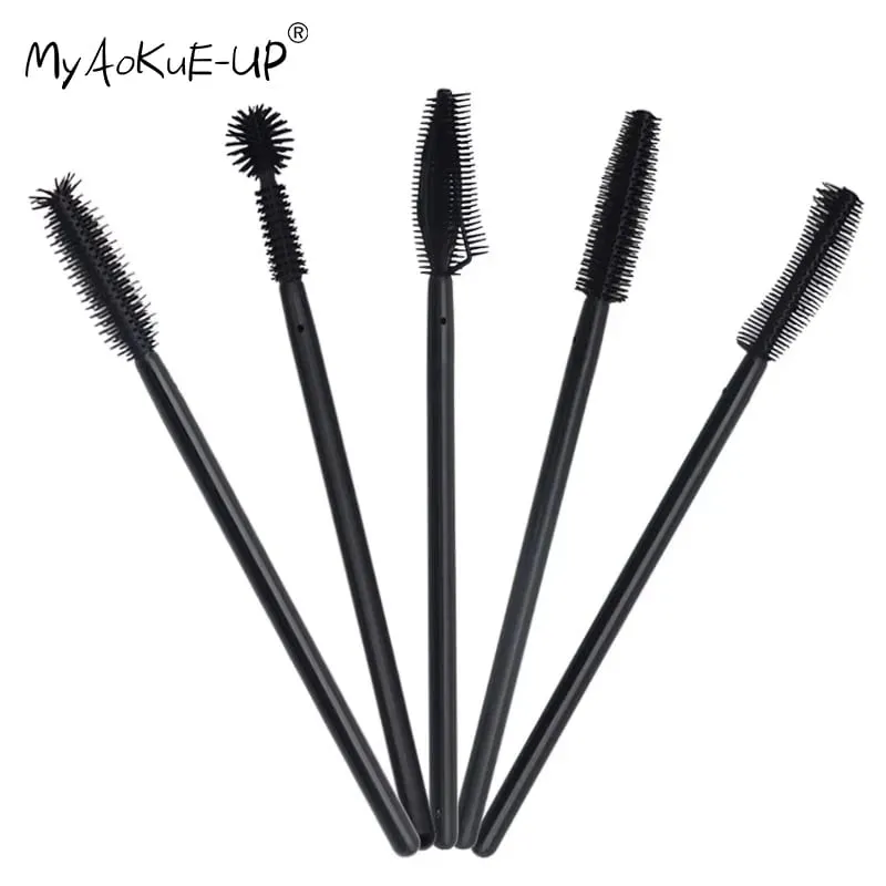 50 pezzi monouso in silicone ciglia pennelli applicatore eye lash mascara bacchette pennello estensione ciglia donne strumenti di trucco — image 1