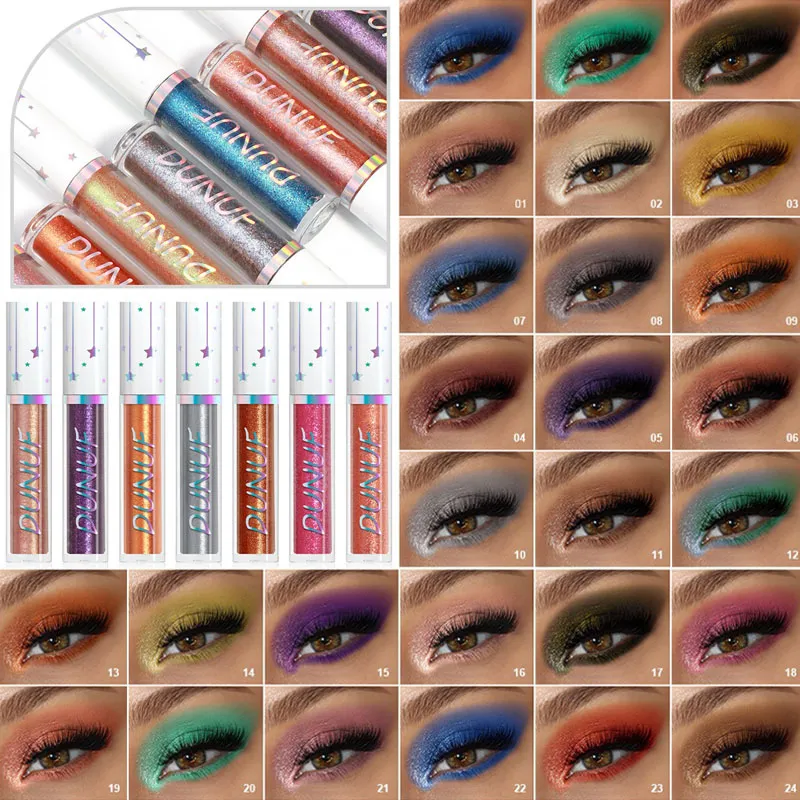 24 Farben Lidschatten-Stick, flüssiger Eyeliner, metallische Farbe, grün, Perlglanz, Glitzer, Lidschatten, wasserfest, Hochglanz-Make-up-Pigment — image 2