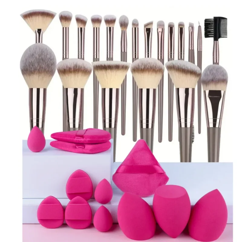 1-20 pçs pincéis de maquiagem conjunto sombra de olho fundação blush iluminador corretivo ferramenta de beleza feminina puffs beleza esponjas polegar puffs — image 11
