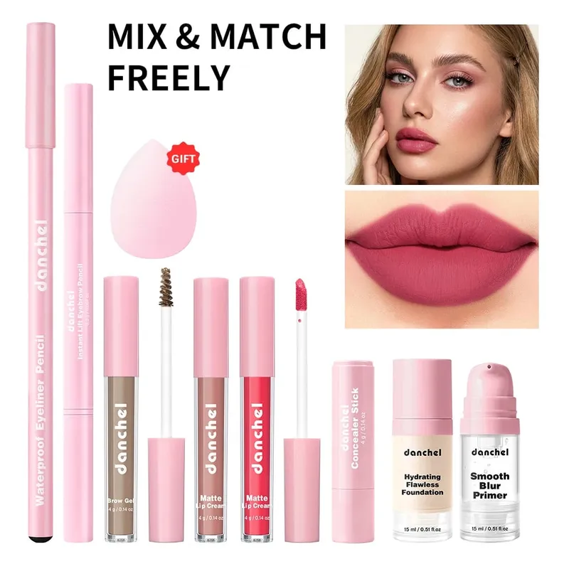 Alt-i-én makeup-sæt til hele ansigtet indeholder Primer Foundation Eyebrow Pencil Eyeliner Concealer Stick Lip Gloss Kosmetisk Kit til Wo — image 8