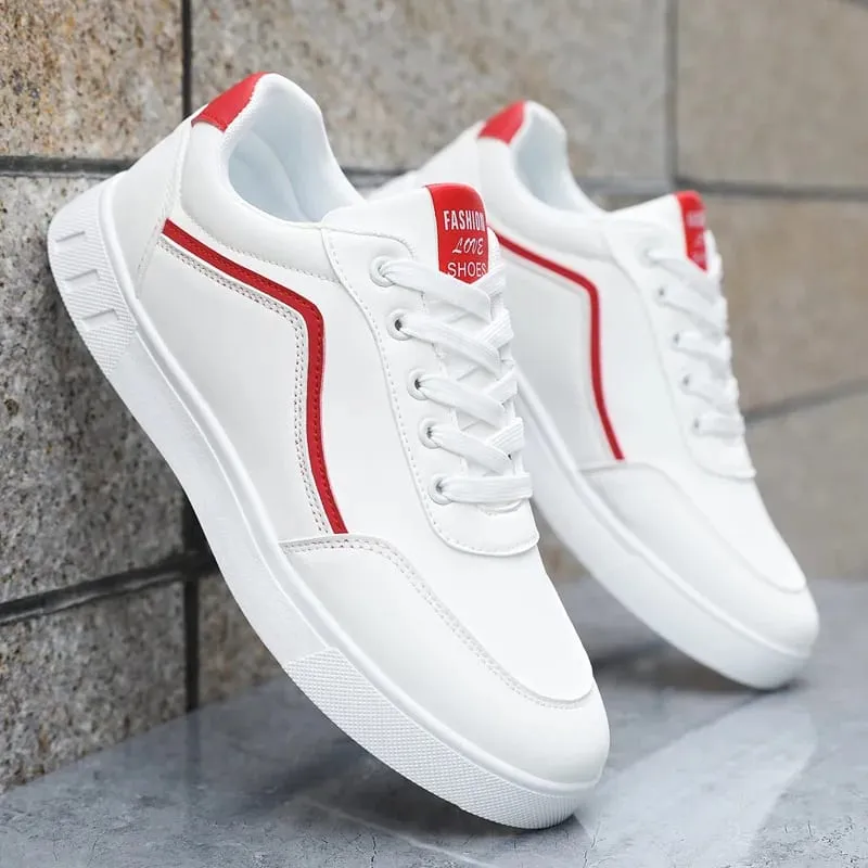 Sneakers vulcanizzate bianche per uomo basse scarpe comode stringate moda taglie forti 39-48 autunno primavera — image 3