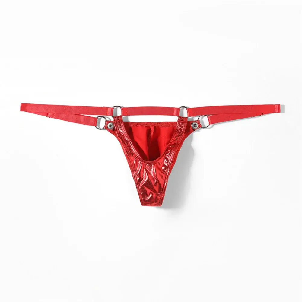 1pc Men Patent Leather G-String Sexy Thong V-back Low Ring Rise T-back Bulge Pouch Lingerie Underwear Gay Sissy Hot Clubwear — image 2