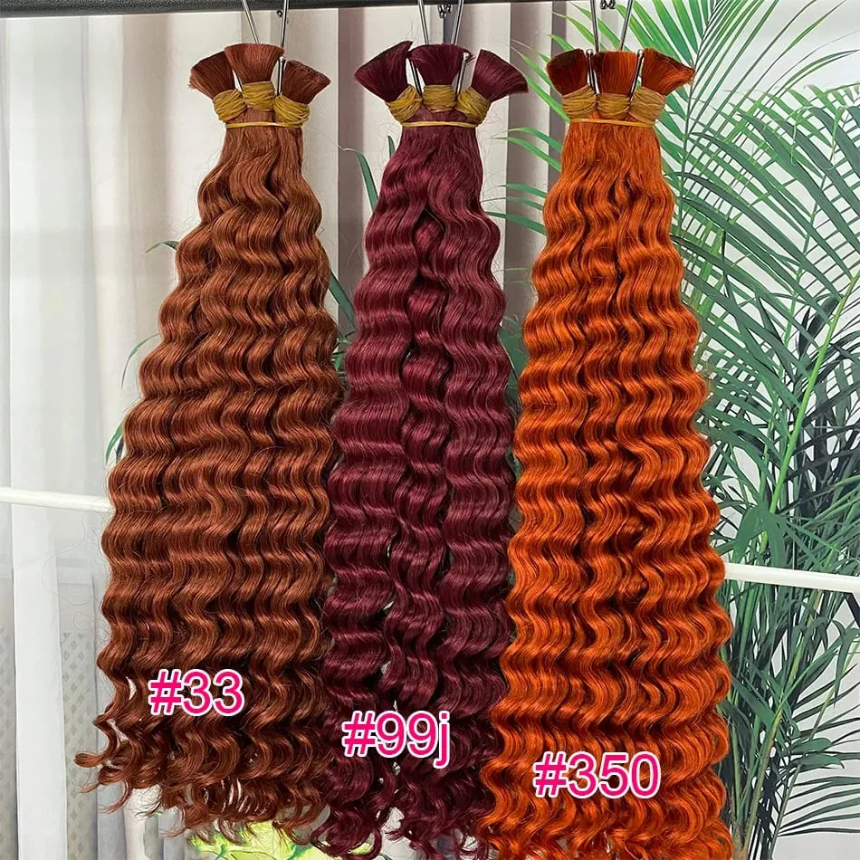 4 # Chocoladebruin Diepe Golf Bulk Menselijk Haar voor Boho Vlechten Krullend Vlechthaar 18-30 inch Remy haarbundel Braziliaans — image 7