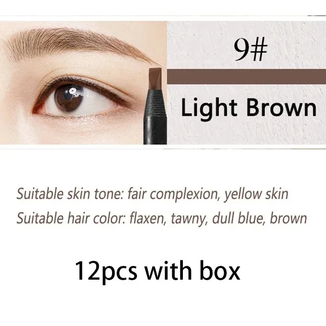 6/12PCS ดินสอเขียนคิ้ว Hard Core ขายส่งแต่งหน้าดึงสาย Haozhuang ยี่ห้อถาวร Peel off สีขาวสีดำกันน้ำธรรมชาติ — image 11