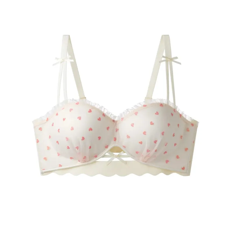 Pure Aesthetic French Lace Half Cup Bra 2026 New for Small Bust Push Up Anti Sag Soft Comfort Women Daily Lingerie Bra 32-38 Set
