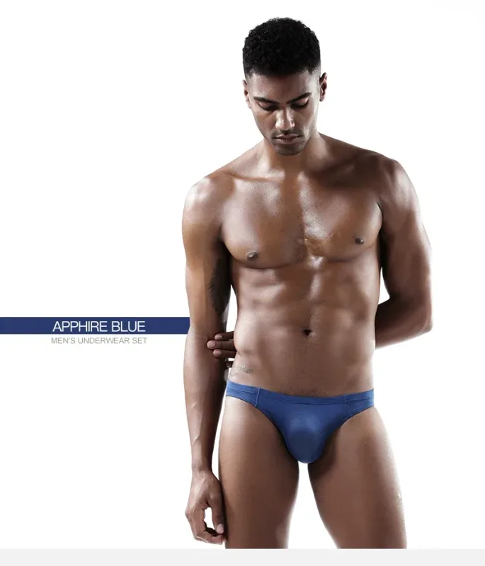 2 pezzi mutande da uomo in seta di ghiaccio traspirante sexy sottile U convesso trasparente un pezzo pantaloncini a triangolo a vita bassa testa — image 13