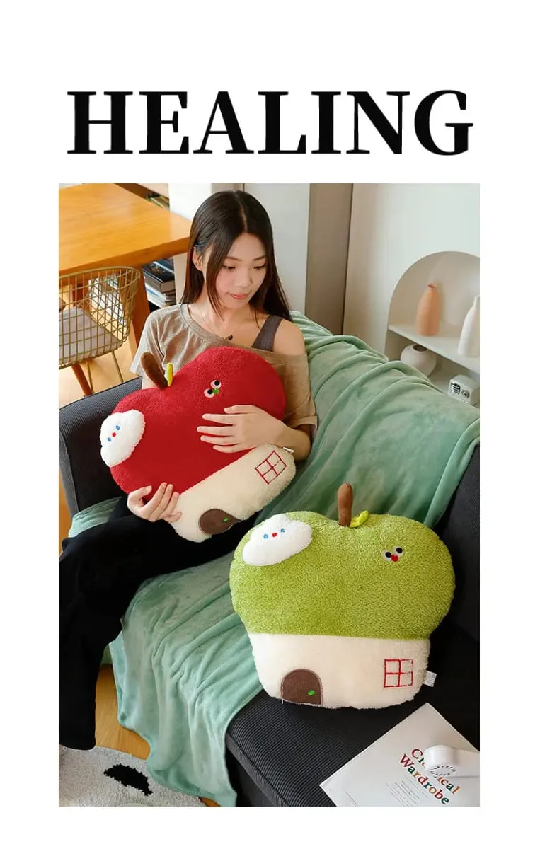 Simpatico cuscino in peluche della casa di mele opzionale con coperta 2 in 1 cuscino da tiro cuscino imbottito con frutta kawaii regalo per la decorazione della camera da letto del divano — image 8