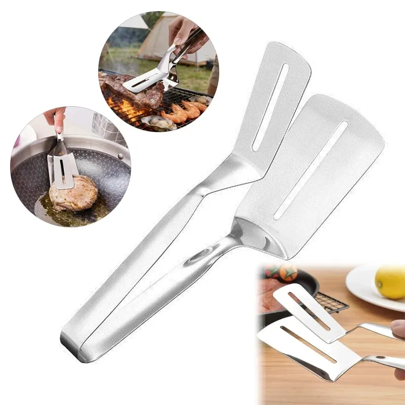 1ks nerezové steakové spony Multifunkční špachtle Oboustranné kleště na rybí maso Pizza Kuchyňské nástroje na pečení — image 1