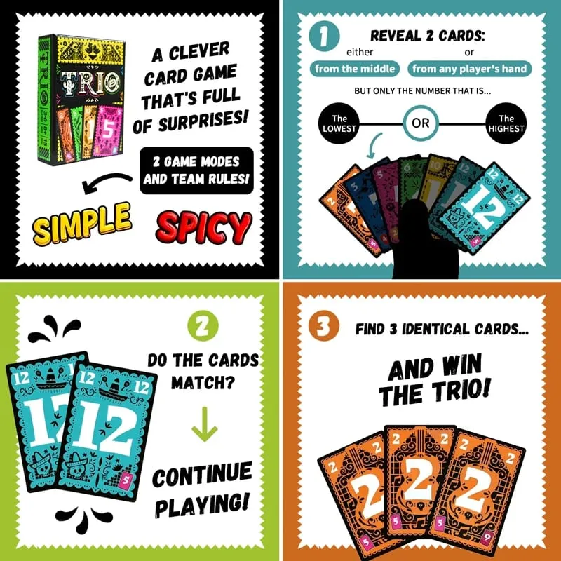 Trio Memory Challenge-juego de cartas estratégico bilingüe, actividad de entrenamiento cerebral para grupo de fiesta familiar, juego de tabla divertida, Juguetes — image 4