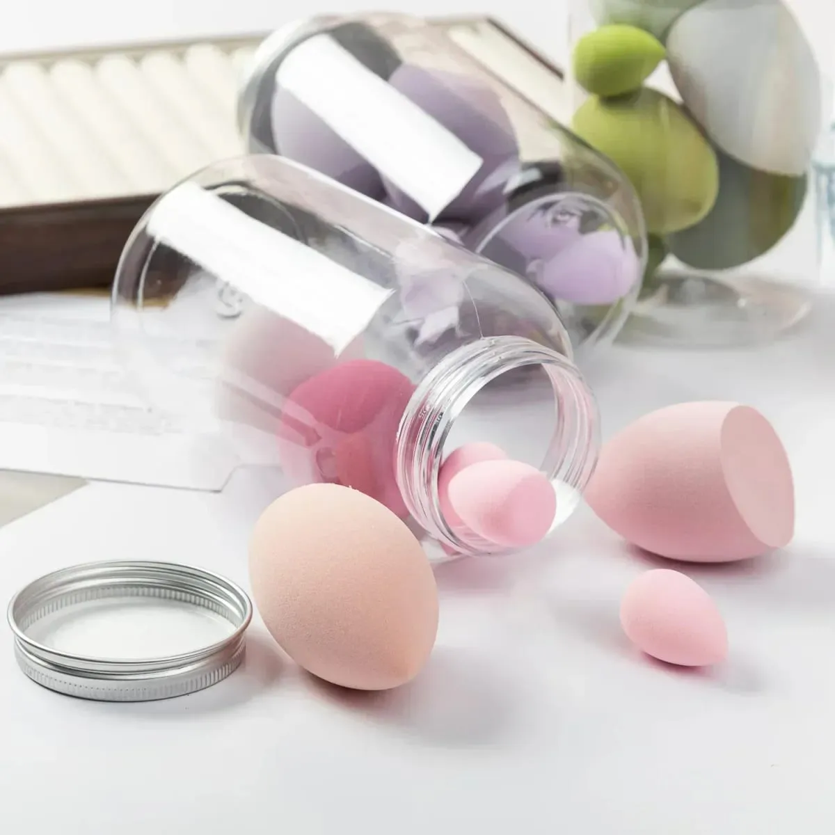 12/14 Pièces Éponge De Maquillage Cosmétique Bouffée Fondation Éponges Mélangeur Beauté Oeuf Poudre Bouffées Maquillage Accessoires Femmes Outils De Maquillage — image 5