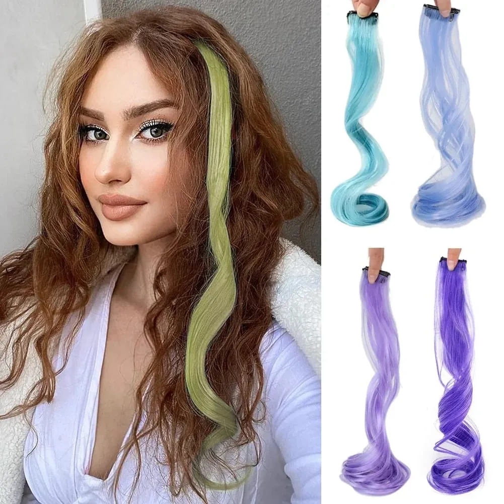 Colored Large Wave Long Curly Wig Ear Hanging Dye Hair Extensions Invisible High Temperature Silk Synthetic Wig Patch — image 4