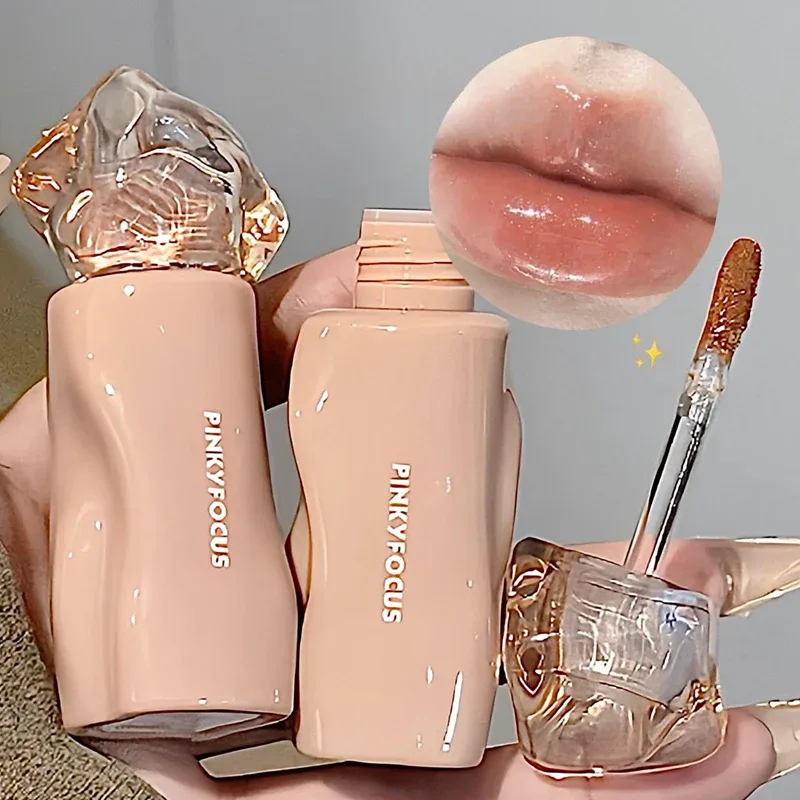 Pinkyfocus Rossetto Specchio lucido Lucidalabbra Idratante Succoso Tinta per labbra nude Rossetto per trucco naturale quotidiano a lunga durata — image 7