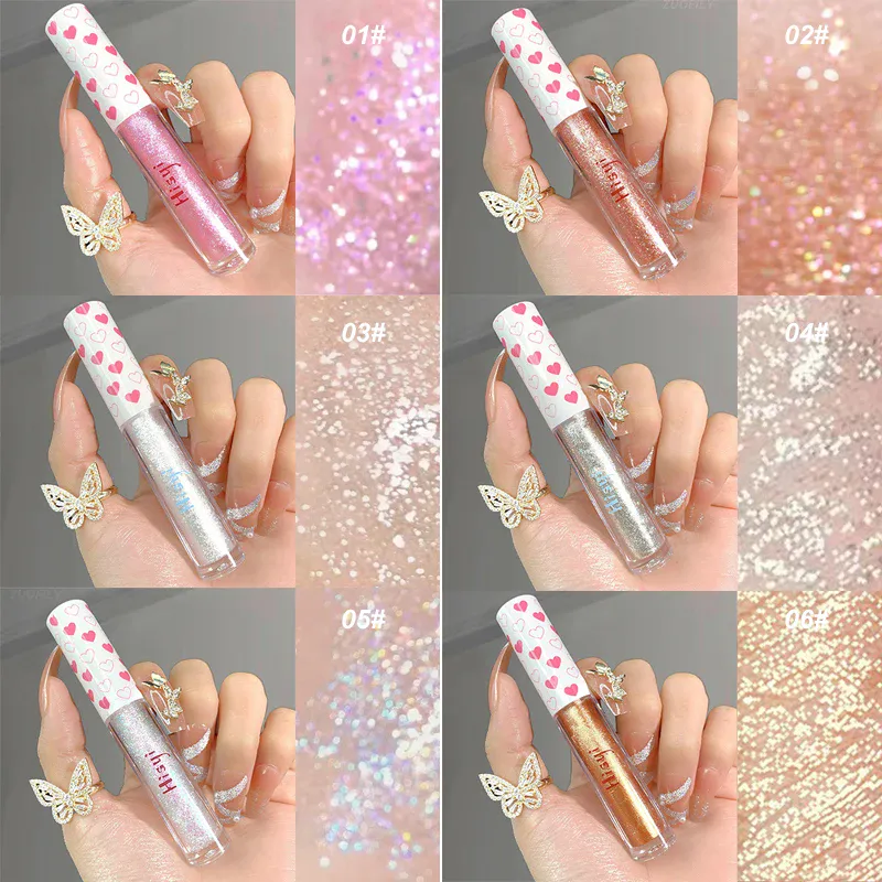 Liquid Eye Shadow Highlighter กันน้ำ Super Shiny Lasting Flakes Monochromatic Glitter Brighten Silkworm แต่งหน้า Maquillaje — image 5