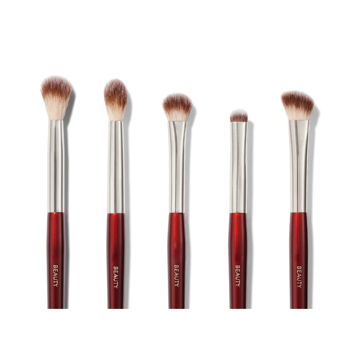 Essentials øjenbørstesæt 5 stk. Øjenskygge makeup børster sæt med æske rødt og blødt syntetisk hår — image 4