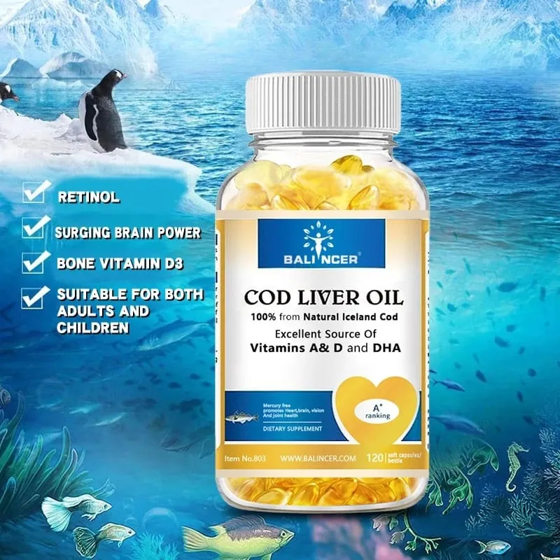 Kapsul Minyak Hati Ikan Kod Kaya dengan Vitamin A D dan DHA Membantu Mengekalkan Kulit Sihat Otak dan Tulang Yang Kuat serta Meningkatkan Daya Ingatan — image 3