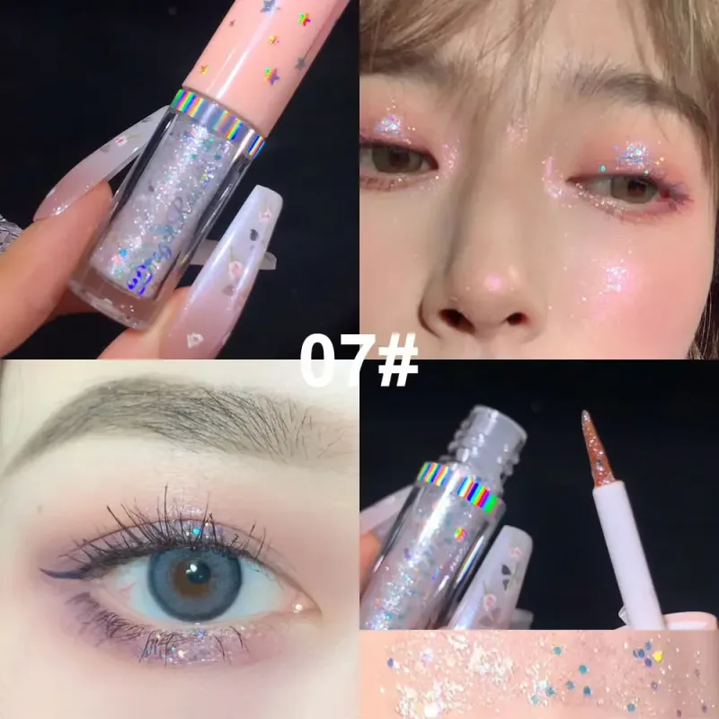 Paillettes blu Liquid Eyeshdaow Glitter Gel Penna per eyeliner metallizzata lucida Diamond Shimmer Strumento per il trucco di bellezza per occhi impermeabile