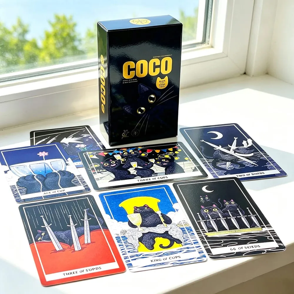 Coco Mazzo di Tarocchi Gatto Nero 78 Carini Tarocchi Gatto Nero Cartomanzia Gioco di Carte Divinazione per Principianti Amanti dei Gatti — image 2