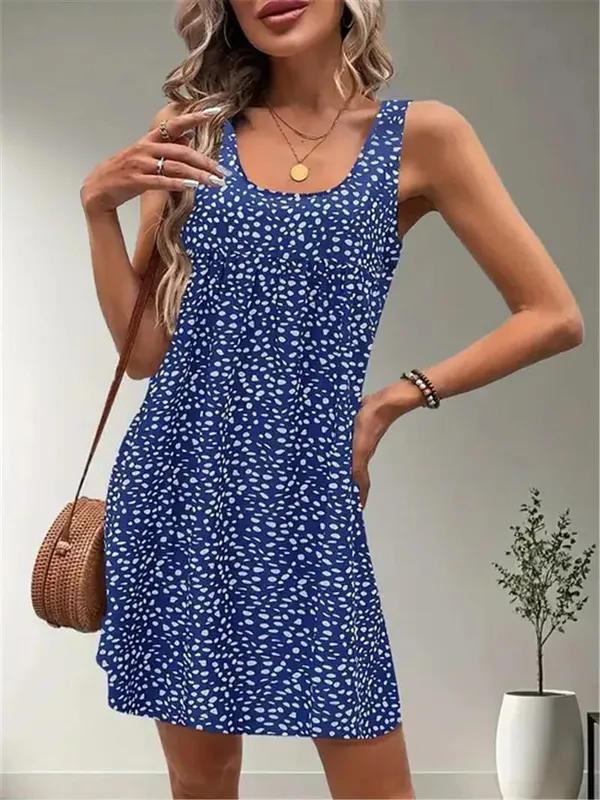 Fashion Leopard And Floral Pattern Women Mini Dresses Summer Sleeveless 3D Printed Street Ladies Dress 3XL Big Size Casual Dress — image 3